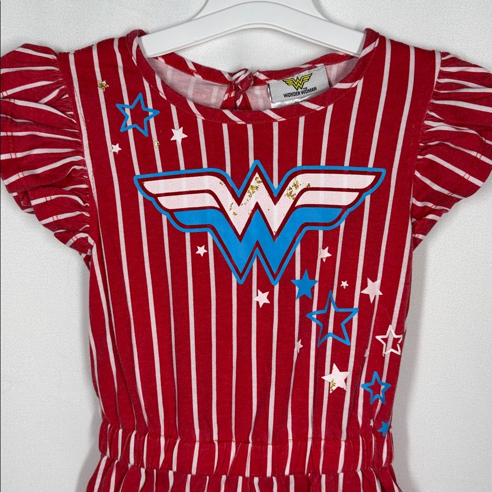 💜3/$15 Wonder Woman Red and White Striped Romper - Picture 2 of 7